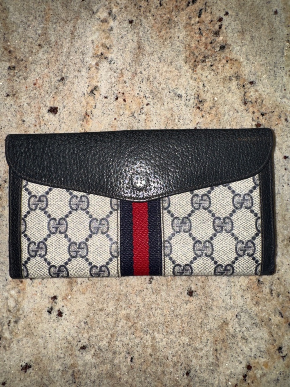 Gucci Blue and Red Monogram Continental Wallet with Gold Accent - Picture 2 of 10